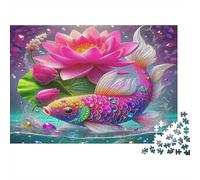 Koi Fish Colourful Koi Under Lotus 1000 Pcs Puzzle Adults Beautifully Illustrated Unique Home Activity 52x38cm/1000pcs