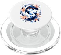 Koi Fish Floral Circle Nature Illustration PopSockets PopGrip for MagSafe