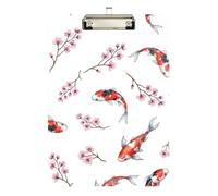 Koi Fish FloralWhite Clipboard Acrylics Decorative Clipboard Hardboard Clipboards Standard Size with Low Profile Metal Clip for Teachers, Students, Nurses