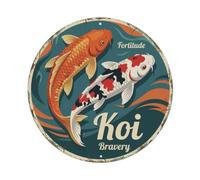 Koi Fish Fortitude Bravery Waters Courageous Strong Fearless Bold Metal Tin Sign