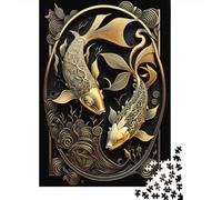 Koi Fish Golden Art Deco Puzzle for Adults And Teenagers 1000 Pieces Puzzle for Adults Sustainable Puzzle Games 1000pcs (38x26cm)