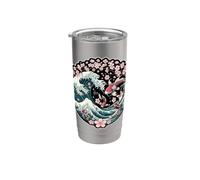 Koi Fish Great Wave Cherry Blossom Japanese Graphic Design Stainless Steel Insulated Tumbler
