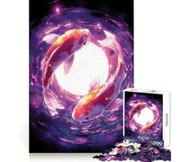 Koi Fish in Celestial Waters Jigsaw Puzzles 1000 Piece for Teenagers DIY Play Color Fast Hard Challenge Birthday Gift (38x52cm)