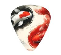 Koi-Fish-Ink-Wash-Painting 12 Pack Guitar Picks With 3 Thicknesses And Storage Box, Abs Plectrums For Electric Bass Guitar Players