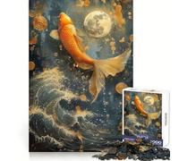 Koi Fish Japan Jigsaw Puzzle for Teenagers 1000 Pieces Strong Memory Calm Daily Joyful Challenge Xmas Gift (50x75cm)