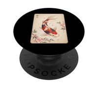 Koi Fish Japanese Art Aesthetic Sakura Cherry Blossom Carp PopSockets Adhesive PopGrip