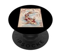 Koi Fish Japanese Art Aesthetic Sakura Cherry Blossom Carp PopSockets Adhesive PopGrip