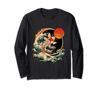 Koi Fish Japanese Art Japanese Koi Carp Fish Ocean Waves Long Sleeve T-Shirt