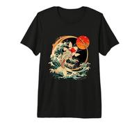 Koi Fish Japanese Art Japanese Koi Carp Fish Ocean Waves Premium T-Shirt