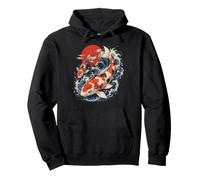 Koi Fish Japanese Wave Sunset Zen Carp Artwork Pullover Hoodie
