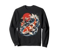 Koi Fish Japanese Wave Sunset Zen Carp Artwork Sweatshirt