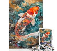 Koi Fish Jigsaw Puzzles 1000 Pieces for Teenagers Boost Memory And Cognitive Function Calm Peaceful Leisure Activity (50X75cm)