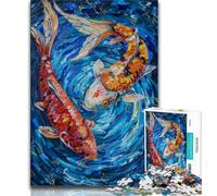 Koi Fish Jigsaw Puzzles for Adults 1000 Jigsaws,Help The Brain Exercise Addictive Toys to Cultivate Patience Parent-child Interaction 38x26cm