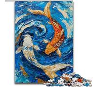 Koi Fish Jigsaw Puzzles for Adults 1000 Piece Puzzle, Challenging Game And Family Play with Matching Poster And Trivia Sheet (50x75cm)