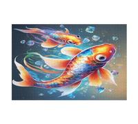 Koi Fish Jigsaw Puzzles for Kids 1000 Pieces 3d Wooden Puzzle Decompression Game for Adults Women Girl Educational Game Toys （75×50cm）