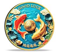 Koi Fish Lucky Coin - Symbol of Prosperity & Fortune, Lottery Ticket Scratcher Tool, Good Luck Charm Challenge Coin