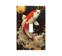 Koi Fish Moon Water Wall Plate 1 Gang Toggle Light Switch Cover Single Toggle Faceplate Decor 3X5 in