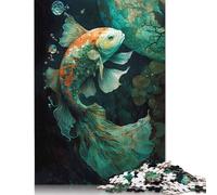 KOI Fish Mysticism Puzzle Difficult Challenge 100 Percent Recycled Cardboard Jigsaw Puzzle for Kids And Adults Age 12 Years Up 1000pcs (75x50cm)