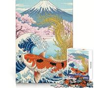 Koi Fish Noodles Ukiyo-e Style 1000 Piece Jigsaw Puzzles for Teenagers Sharp Brain Vivid Hue Family Pastime (38x52cm)