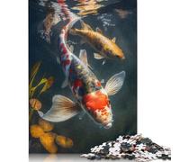 Koi Fish Peaceful Waters Puzzles 500 Pieces Wooden Puzzles Puzzle Jigsaws for Adults for Adults& Teens Age 12 Years Up 500pcs (52x38cm)