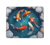 Koi Fish Pond Art Gaming Mouse Pad Non-Slip Rubber Base Waterproof Washablee Small Mousepad for Wireless Mouse Computer Desk 9.4"x7.9"