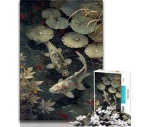 Koi Fish Puzzles 1000 Pieces for Teenagers,Help The Brain Exercise Addictive Toys to Cultivate Patience Parent-child Interaction (38x26cm)