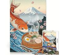 Koi Fish Ramen Ukiyo-e Style Jigsaws for Adults1000 Pieces Tension Relief Vivid Print Playful Challenge Perfect Decor (50x75cm)