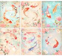 Koi Fish Rice Paper, 20 x 26.5cm(6 Sheets) - 6X Decoupage Papers for Collage, Mixed Media, Card Making & Crafts, Decoupage by CRAFT KREATIVELY