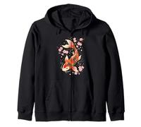 Koi Fish Sakura Japanese Art Carp Aesthetic Cherry Blossom Zip Hoodie
