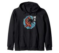 Koi Fish Sakura Japanese Art Carp Aesthetic Cherry Blossom Zip Hoodie