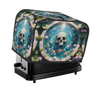 Koi Fish Skull Toaster Cover 2 Slice, Waterproof Bread Machine Covers with Pockets Universal Size Kitchen Small Appliance Cover with Handle, Dust and Fingerprint Protection