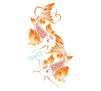 Koi Fish Stencil - 25.5 x 47cm (XL) - Reusable Asian Oriental Carp Fish Animal Pond Wall Stencil Template