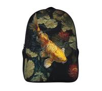 Koi Fish Swim Under The Water, Lotus Boys Girls Babies Toddler Backpack Side Hidden Pockets,with Adjustment Buckle Kids Travel Bag For, 16 inch