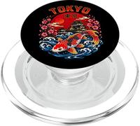 Koi Fish Tokyo Japan Castle Sakura Art Illustration PopSockets PopGrip for MagSafe