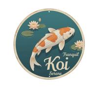 Koi Fish Tranquil Serene Peaceful Waters Calm Quiet Still Metal Tin Sign