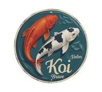 Koi Fish Valor Brave Heroic Waters Courageous Bold Strong Metal Tin Sign