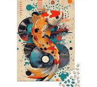 Koi Fish & Vinyl Vibrant Koi Fish Pop Art Unique Aquatic Decor 1000 Piece Jigsaw Puzzle for Adults, 70x50cm/1000pcs, Relaxing Screen-Free Hobby, Focused Puzzle Time And Quiet Weekends