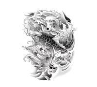 Koi Fish Waterproof Temporary Tattoo Sticker For Use On Arms And Shoulders Semi-Permanent