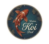 Koi Fish Wisdom Pool Ancient Waters Timeless Knowledge Deep Metal Tin Sign