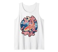 Koi Fish Yin Yang Cherry Blossom Design Tank Top