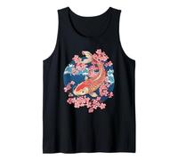 Koi Fish Yin Yang Cherry Blossom Design Tank Top