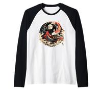 Koi Fish Yin Yang Japanese Koi Carp Fish Nishikigoi Fish Raglan Baseball Tee