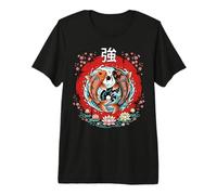 Koi Fish Yin Yang Japanese Sakura Lotus Strength Kanji Premium T-Shirt