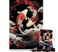 Koi Fish Yin Yang RubyArt Jigsaw for Teenagers1000 Pieces Mindful Game Rich Detail Happy Challenge Furniture Decor (38x26cm)