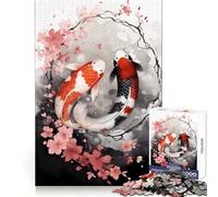 Koi Fish Yin Yang RubyArt Jigsaw Puzzles 1000 Pieces for Teenagers Memory Fit Firm Edge Home Play Wall Display (50x75cm)