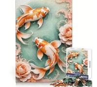 Koi Harmony Jigsaw Puzzle 1000 Piece Recall Enhancer Thick Material Pattern Assemble Birthday Gift (38x52cm)