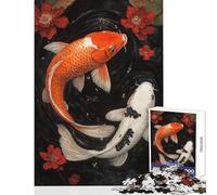Koi Harmony Red And White Elegance Jigsaw Puzzles 1000 Pieces for Adults Peaceful Calm Stress Relief Mindful Peaceful Leisure Game (38X52cm)