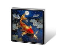 Koi in Moonlit Pond Brooch Pins Lapel Pins for Men Women Badge Button Cover Decorative Jewelry Charms for Hats Bags Backpacks Suits Shirts Scarves Clothing Accessories Banquet Wedding Gift
