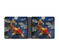 Koi in Moonlit Pond Wallet for Men Slim Wallets for Men Small Wallets Woman Leather Card Holder Wallet