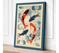 Koi in Motion Japandi Canvas Wall Art Print 18x12 Inch (46 x 30 cm)